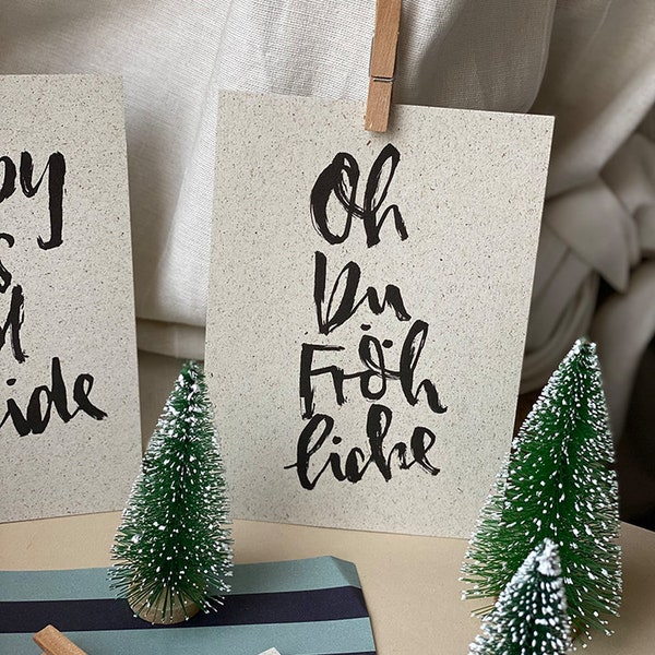 Brush Lettering Weihnachtskarte: Oh Du Fröhliche