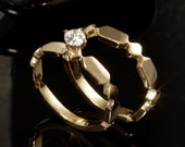Unique Engagement Rings Set, Diamond Wedding Set, Wedding Engagement Ring, Diamond Art Deco wedding band, Wedding Rings Set,  RG 1178