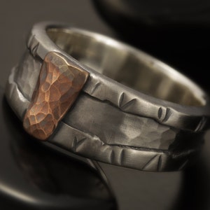 Rustic mens ring, Mens Silver Ring, Unique man ring, Mens Engagement Ring, Silver Copper Ring, RS-1295