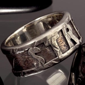 Anillo con iniciales personalizado para hombre, banda ancha de plata de ley y cobre, joyería personalizada, el mejor regalo de bodas para el esposo - RS-1254