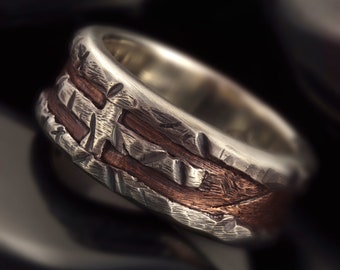 Männer Silber Ring, rustikale Herrenring, einzigartiger Mann Ring, Herren Kreuz Ring, Silber Kupfer Ring, RS-1163