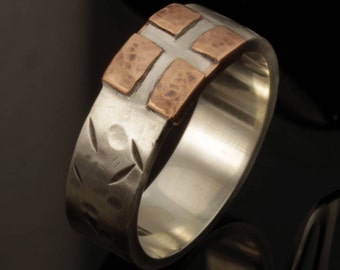 Mens Wedding Band, Mens Ring, cross ring, Mans Silver Wedding Ring, Gift for men,  RS-1240