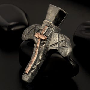 Herren Kreuz Anhänger, Silber und Kupfer Handmade Cross Anhänger, Herren Kreuz Silber Handmade Anhänger, Cross Schmuck, P-138
