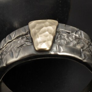 Mens Ring, Silver and 14K Solid Gold, Rustic Men Ring, Boho Mens ...