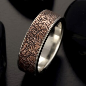 Rustic Band, Men unique Ring, Viking wedding ring, Silver Copper band, Mens Wedding Ring, Unique Mens Ring, Gift for him, RS-1091 image 4