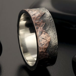 Rustic Mountain ring, Unique men's wedding band, Unique Mountain ring, Gift for men, RS-1400 image 3