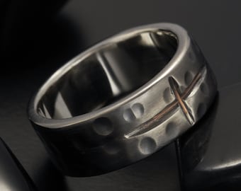 Cross Mens Ring Band, Rustic Mans ring, Unique wedding Ring, Personalized Mens Ring, RS-1298
