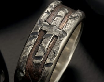 Mens Wedding Band, Rustic Silver and Copper Cross Ring, Mens Mens Wedding Band, Rustic Silver and Copper Cross Ring, Mens