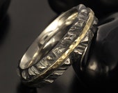 14K solid gold & Silver Ring, Rustic  ring, Unique design ring for man and woman,  RS-1405