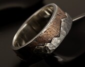 Mens Wedding Ring, Mens Wedding Band, Mountain ring, Rustic mens ring, Silver and copper, Gift for men,  RS-1296