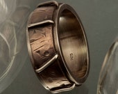 Men silver ring, Rustic silver and copper ring, Statement mens ring, wedding band, Mans engagement ring, RS-1190