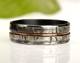 Men's ring, Unique Men's ring, Men Wedding Band, Unique Men Ring, Men's wedding ring, Gift for men, Silver & Copper Ring, RS-1081