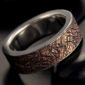 Rustic Band, Men unique Ring, Viking wedding ring, Silver Copper band, Mens Wedding Ring, Unique Mens Ring, Gift for him, RS-1091 image 2