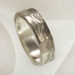 Mountain Nature Wedding Band, Hiking Lover Gift, Sterling Silver Band, Outdoor Adventure Jewelry, Gift for Him & Her - RS-1289