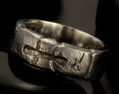 Mens ring, Unique 14K Gold and Silver band, One Of A Kind Ring, 9mm Rustic Ring, Gift For him, RS-1409