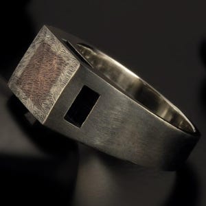 Anillo de plata esterlina 925 maciza, anillo de sello cuadrado de cobre liso, anillo de pulgar grueso para hombres, joyería de diseño rústico - RS-1185