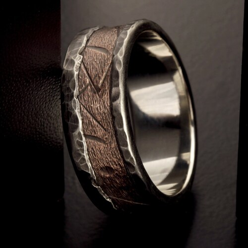 Mens Wedding Band Rustic Silver and Copper Cross Ring Mens Etsy