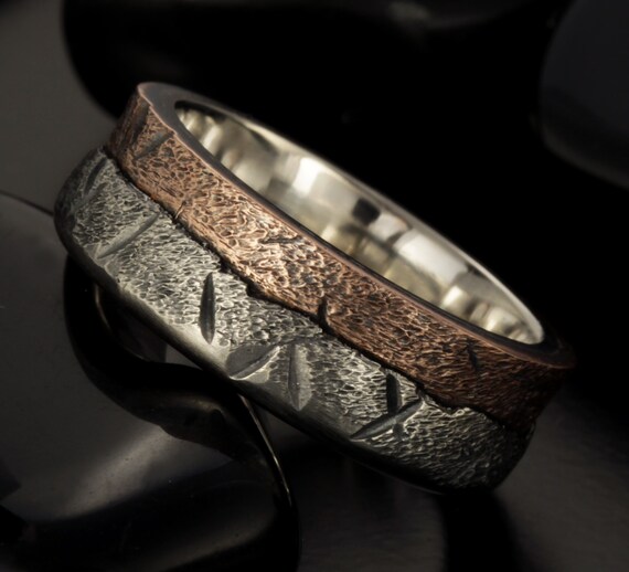 Unique ring Details about   unique men ring Rustic 6 m.m copper silver men's engagement ring