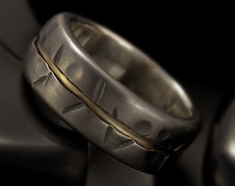 Rustic Men ring, Men 14K Gold  Ring,  Men Engagement Ring, Men's Silver & Gold Ring,  1081
