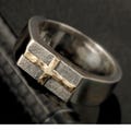 Handmade Sterling Silver Cross Ring: 14K Gold Christian Jewelry  RS-1275