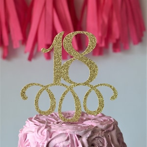 Glitter 18 Birthday Age Cake Topper, 18th birthday, eighteen birthday, legal AF, 18 centerpiece Birthday, Gold Age, 18th anniversary image 7