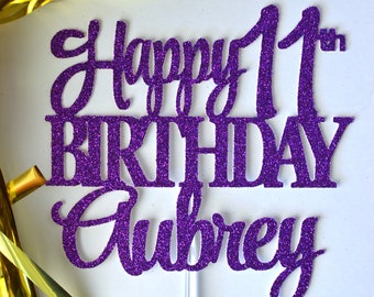 Happy 11th Birthday Personalized Name Cake Topper