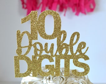 Glitter 10 Double Digits Ten Cake Topper, 10th Birthday, 10 Year Wedding, Happy 10th Birthday, 10th anniversary, 10 years old, birthday era