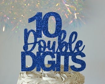 Glitter 10 Double Digits Ten Cake Topper, 10th Birthday, 10 Year Wedding, Happy 10th Birthday, 10th anniversary, 10 years old, birthday era