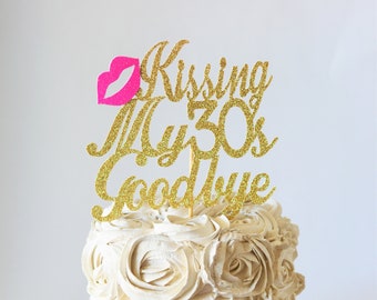 Black Glitter Death To My 20's Cake Topper, Happy 30th