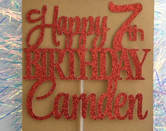Happy 7th Birthday Personalized Name Cake Topper
