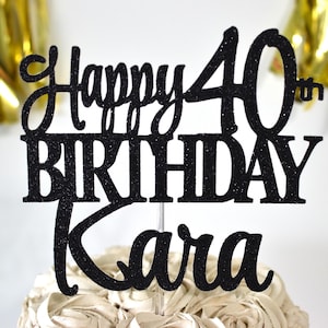 Happy 40th Birthday Personalized  Name Cake Topper, Custom Cake Topper, Personalized 40th Cake, Hello 40, forty