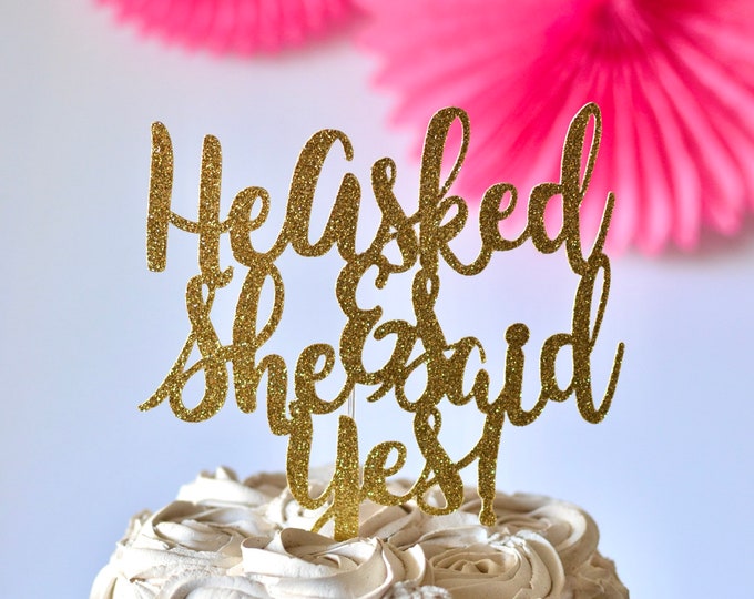 Rsstarxi Cupcake-Topper Set 'He Asked, She Said Yes' - 24 Stück, Glitzernd, Für Hochzeit & Verlobung