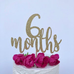 6 months Cake Topper, 1/2 Birthday Glitter Cake Topper, Smash Cake, 6 month Birthday, Photography Prop, Sparkly Cake Topper, Half Birthday