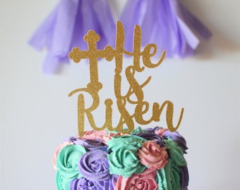 He is Risen Easter Cake Topper, Bunny Ears Cake Topper, Easter, Somebunny is One, Rabbit Topper, Easter Sunday, Christian Cake