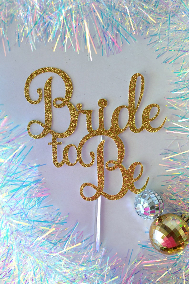 Glitter Bride to Be Cake Topper, From Miss to Mrs Cake Topper, Bridal Shower Cake, Engagement Party Topper, Wedding Cake topper image 1