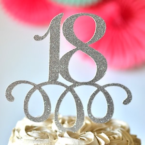 Glitter 18 Birthday Age Cake Topper, 18th birthday, eighteen birthday, legal AF, 18 centerpiece Birthday, Gold Age, 18th anniversary image 3