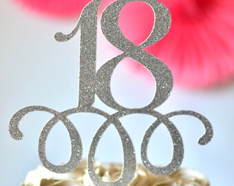 Cake Topper Numero 18 Argento - Decorazione Torta Compleanno Con Strass - Foto 5