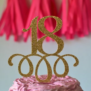 Glitter 18 Birthday Age Cake Topper, 18th birthday, eighteen birthday, legal AF, 18 centerpiece Birthday, Gold Age, 18th anniversary image 6