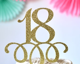 Glitter 18 Birthday Age Cake Topper, 18th birthday, eighteen birthday, legal AF, 18 centerpiece Birthday, Gold Age, 18th anniversary