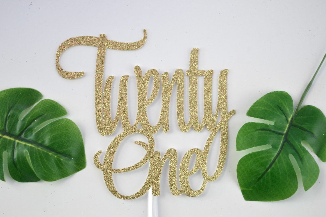 Glitter Twenty One Cake Topper 21st Anniversary Topper 21st | Etsy