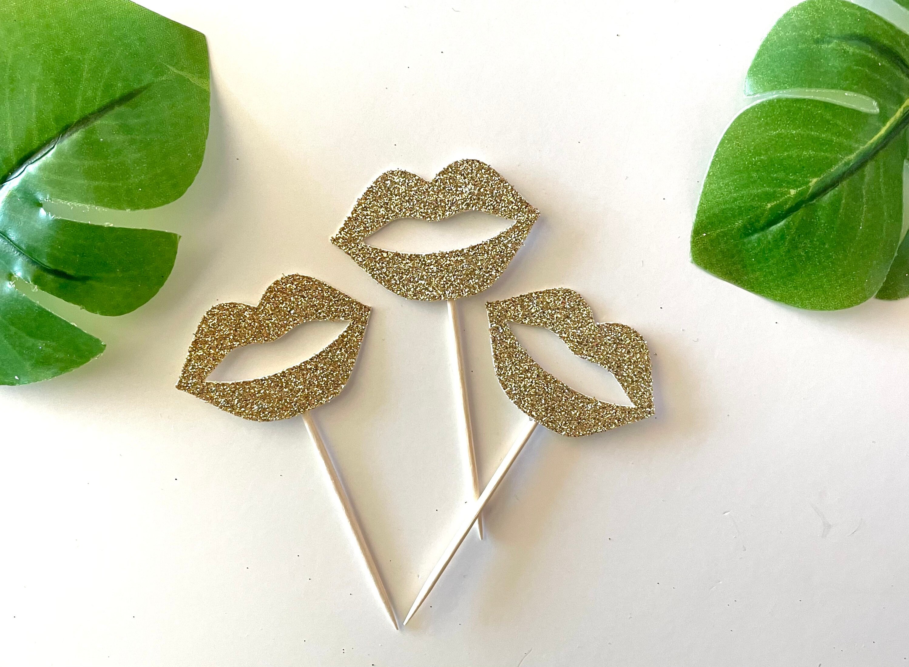 Glitter Lips Cupcake Toppers Engagement Party Bridal Shower Etsy