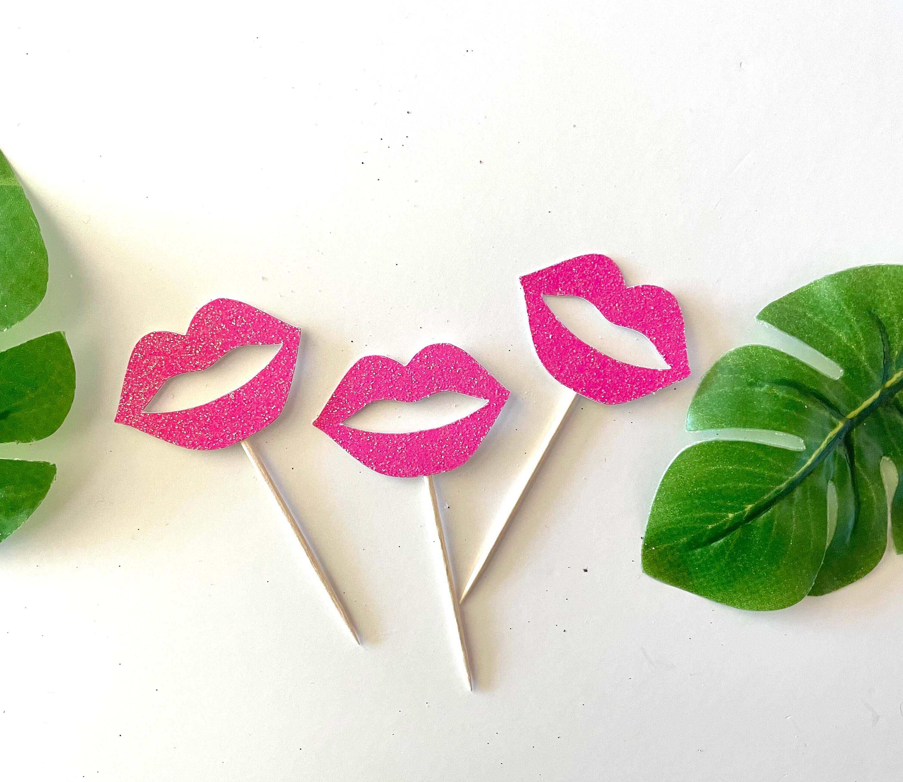 Glitter Lips Cupcake Toppers Engagement Party Bridal Shower Etsy