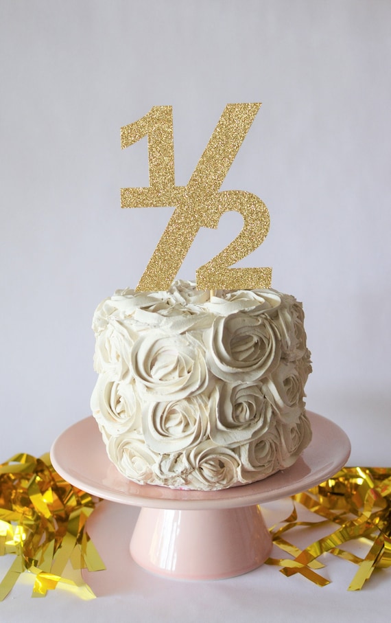 Glitter 1 2 Birthday Cake Topper 6 Months Cake Topper Happy Etsy