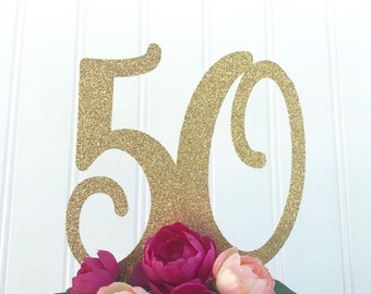 Glitter 50, 50 Cake Topper, 50 centerpiece, fifty, 50th birthday, 50 anniversary pick, glitter 50, Gold 50, glitter cake topper, Happy 50th