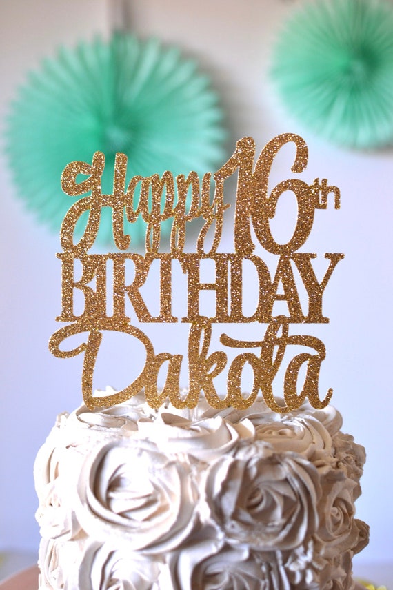 Personlaised Cake Topper Happy Birthday Cake Decor Any Name Age 16