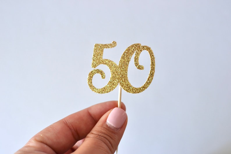 Glitter Birthday 50 Age Toppers 50th birthday Gold Glitter