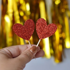 Glitter Heart Cupcake Toppers, Wedding, Engagement Party, Bridal Shower, 1st Birthday, Sweet 16, 30th Birthday, Bachlorette, Valentines Day