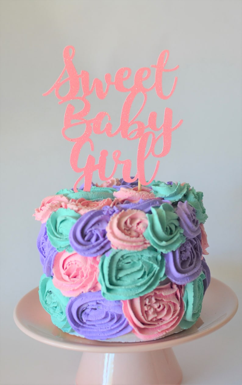 Sweet Baby Girl Cake Topper Baby Shower Cake Topper Gender Etsy
