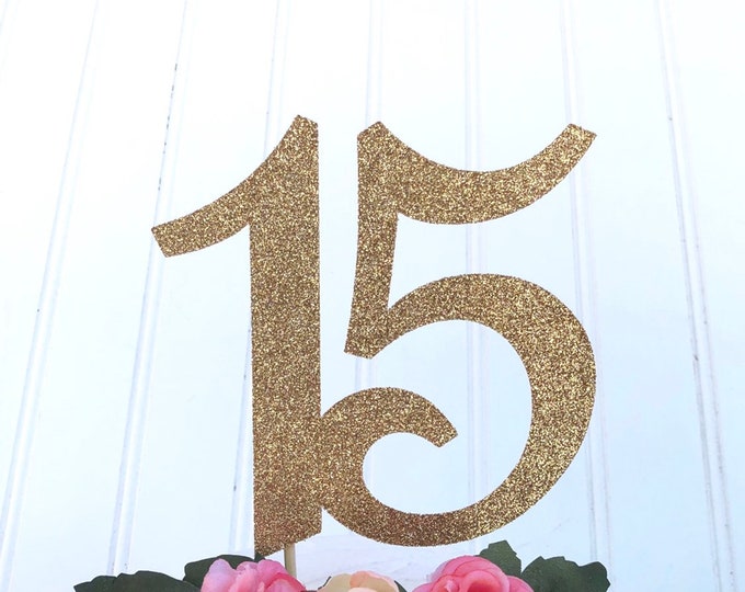 Glitter 15 Birthday Age Cake Topper 15th Birthday Quince - Etsy