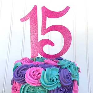 Glitter 15 Birthday Age Cake Topper, 15th Birthday, Quince Birthday ...